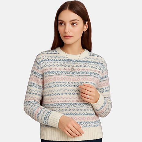 Pure And Natural Jacquard Boucle Jumper (Size S) - White