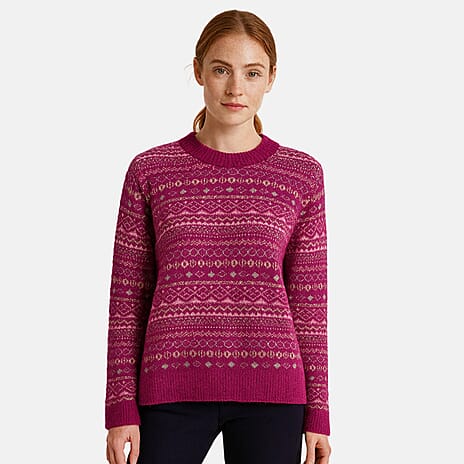 Pure And Natural Jacquard Boucle Jumper (Size S) - Pink