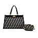 Set of 2 Monogram Tote Bag with Small Matching Bag - Black & Off-White