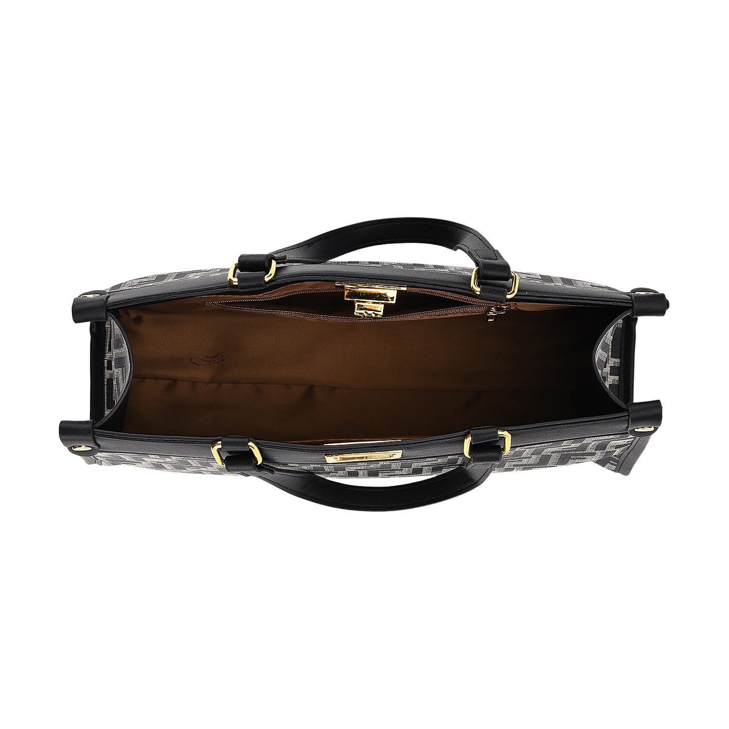 Set of 2 Monogram Tote Bag with Small Matching Bag - Black & Off-White