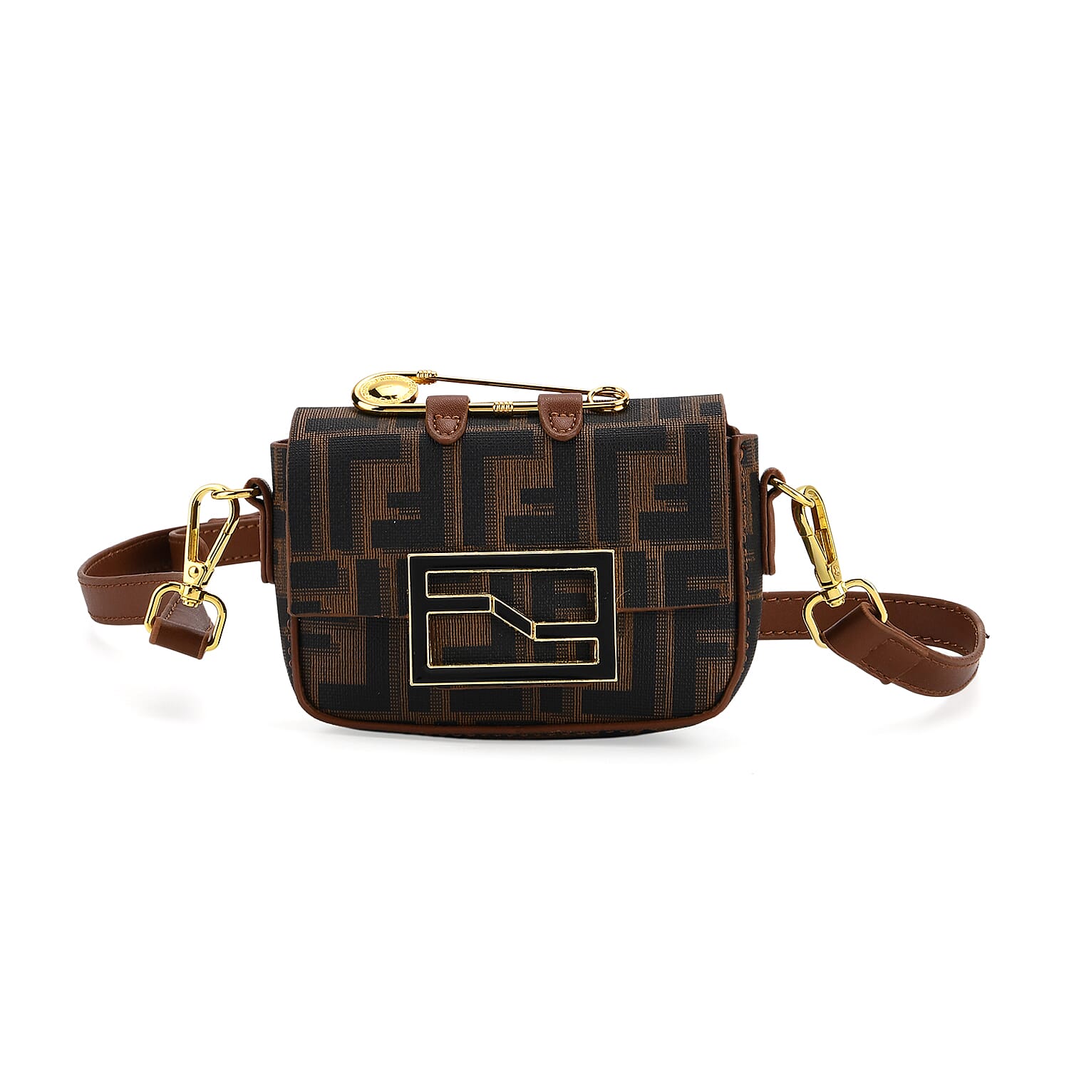 Set of 2 Monogram Tote Bag with Small Matching Bag - Tan & Black