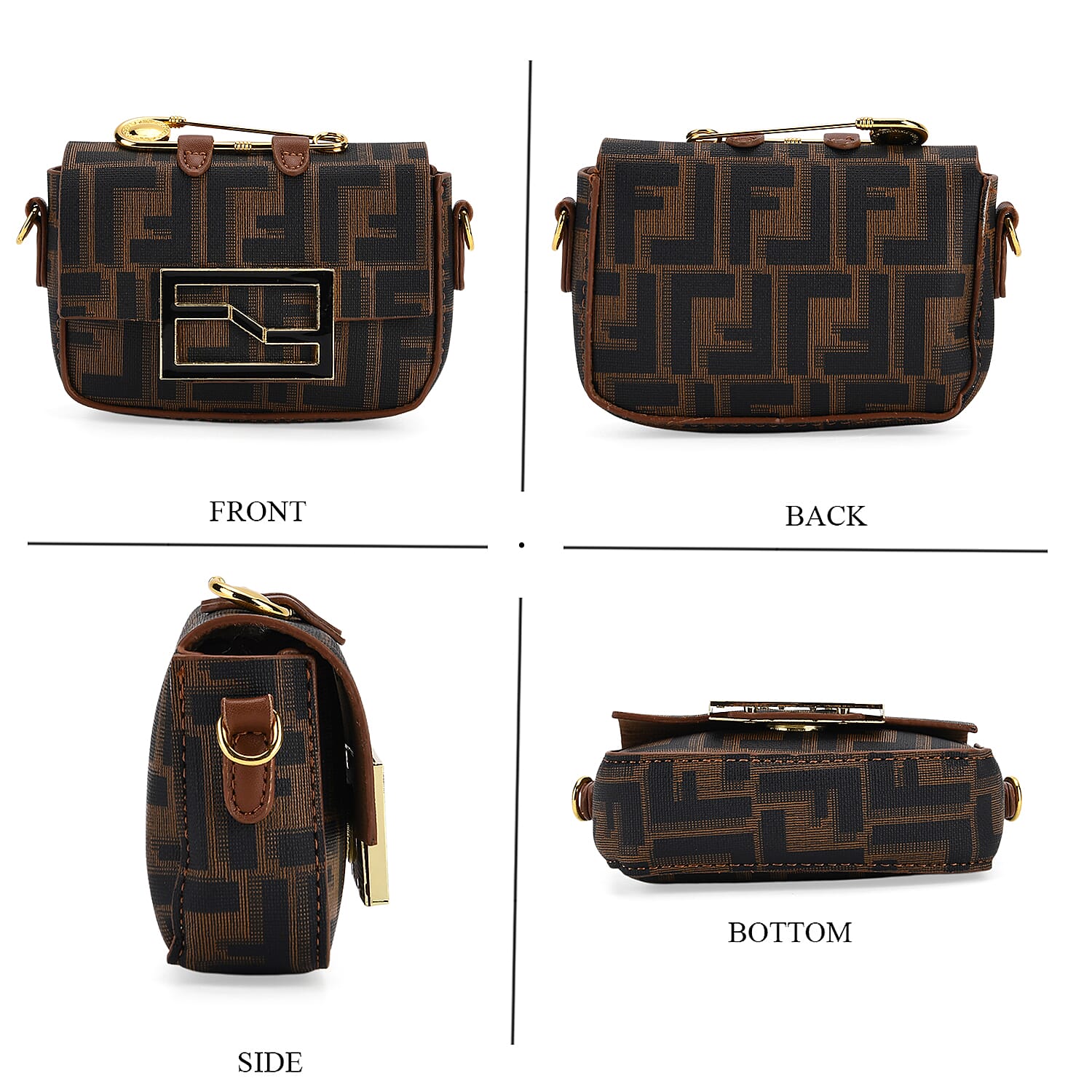 Set of 2 Monogram Tote Bag with Small Matching Bag - Tan & Black