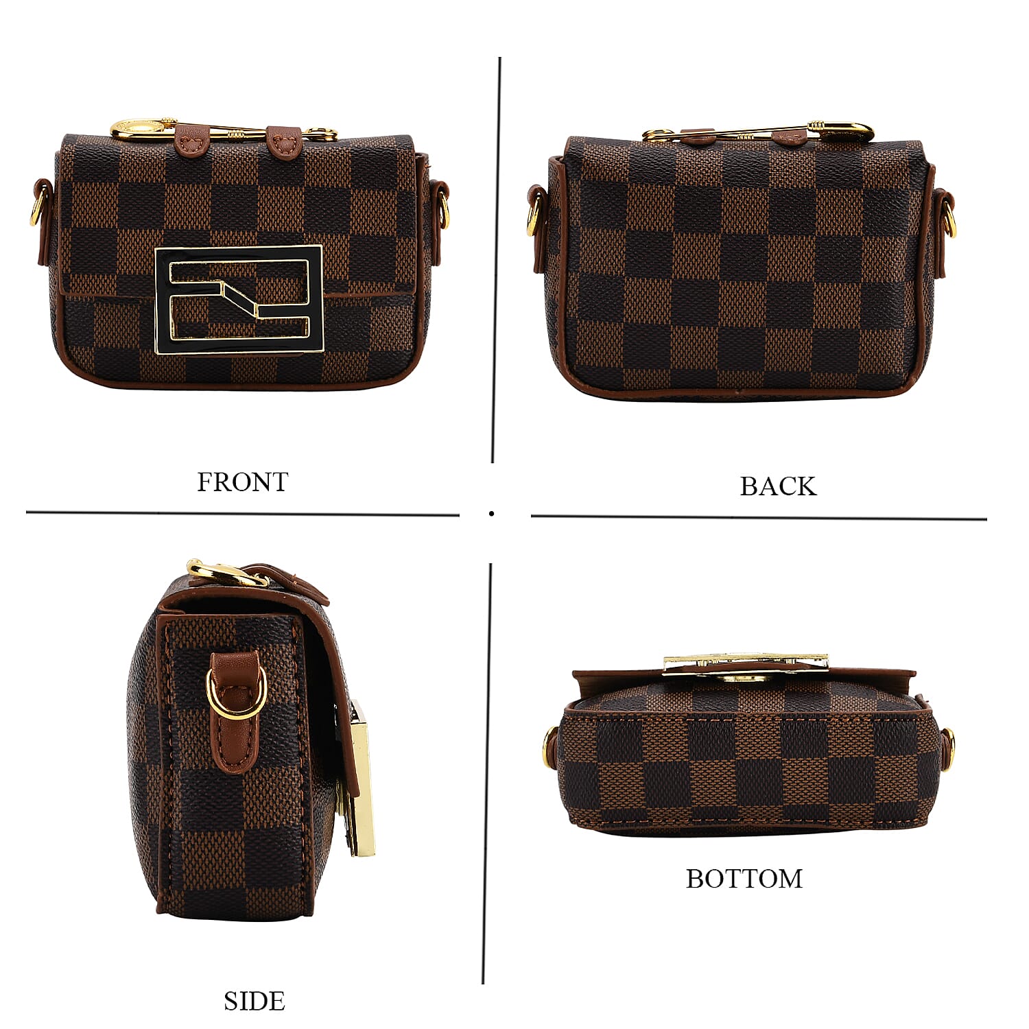 Set of 2 Monogram Tote Bag with Small Matching Bag - Brown