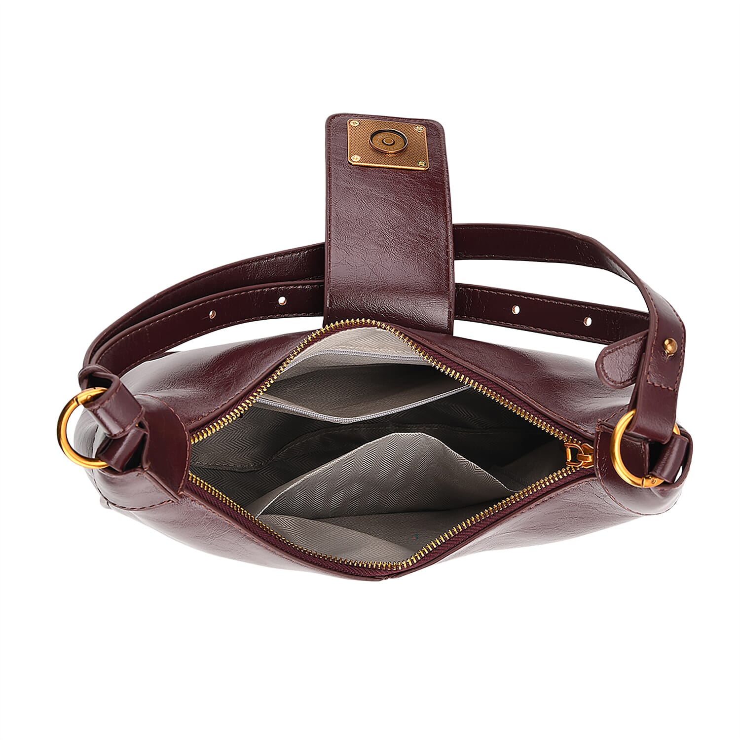 Closeout Deal - Designer Inspired -  Hobo Shoulder Bag - Burgundy