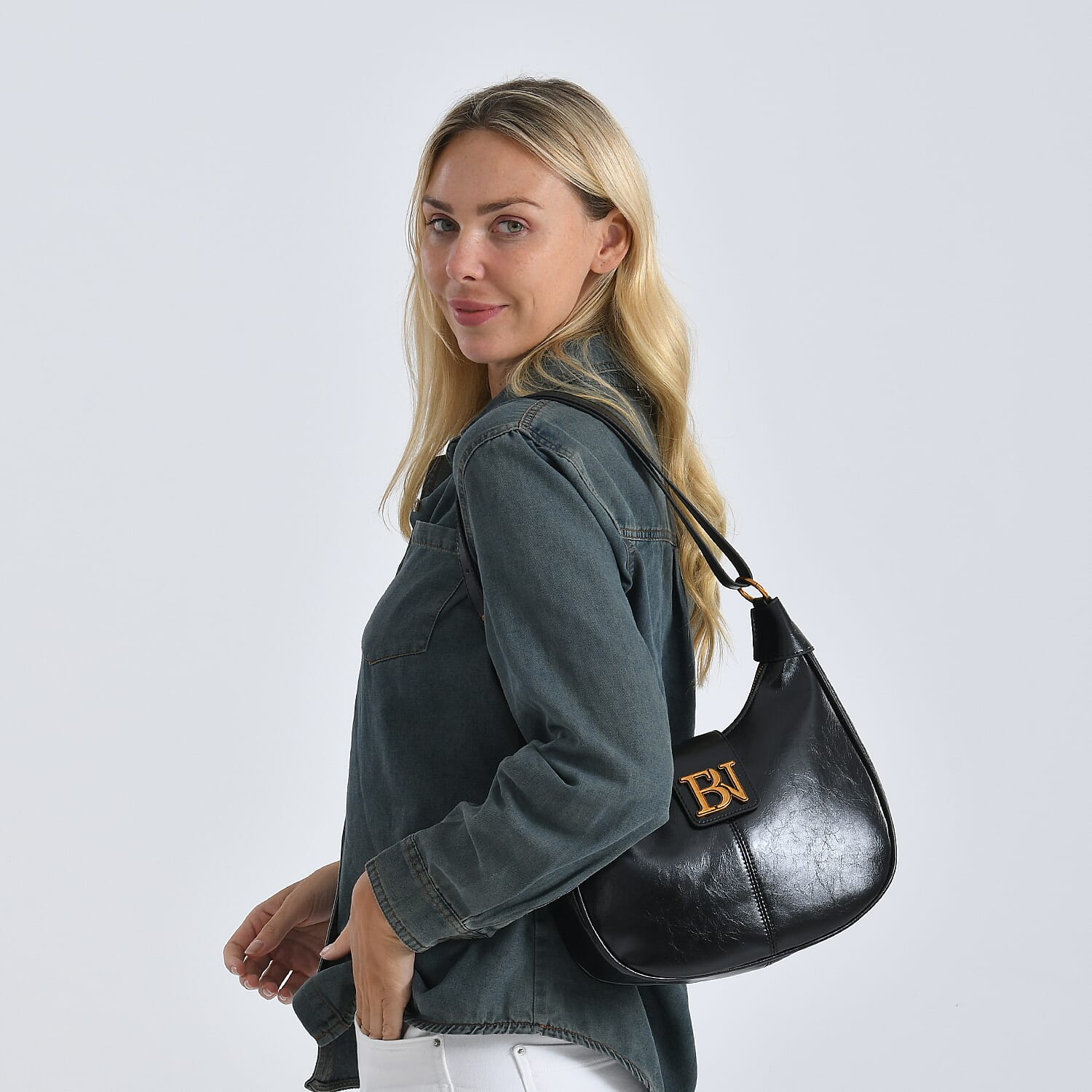 Closeout Deal - Designer Inspired -  Hobo Shoulder Bag - Black