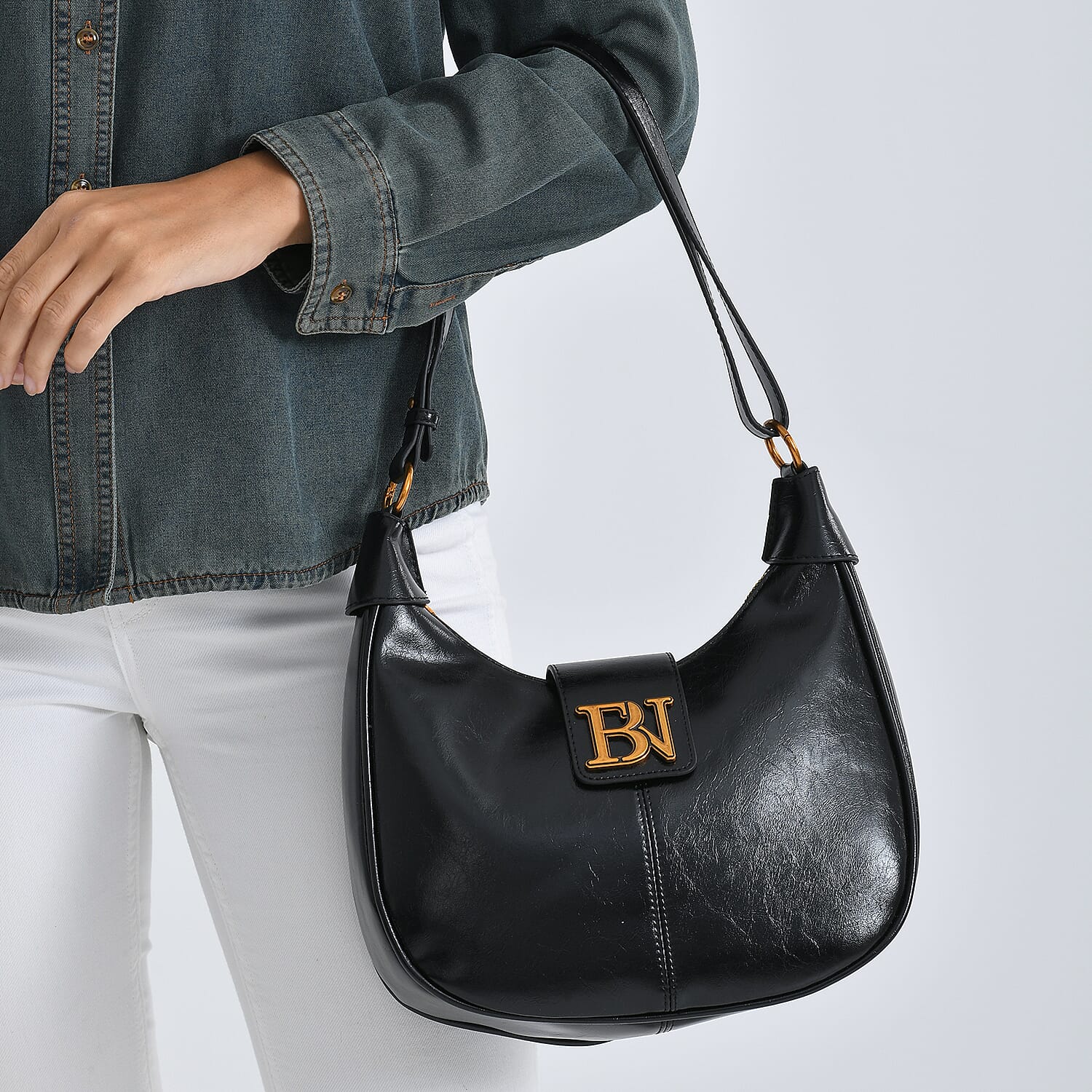 Closeout Deal - Designer Inspired -  Hobo Shoulder Bag - Black