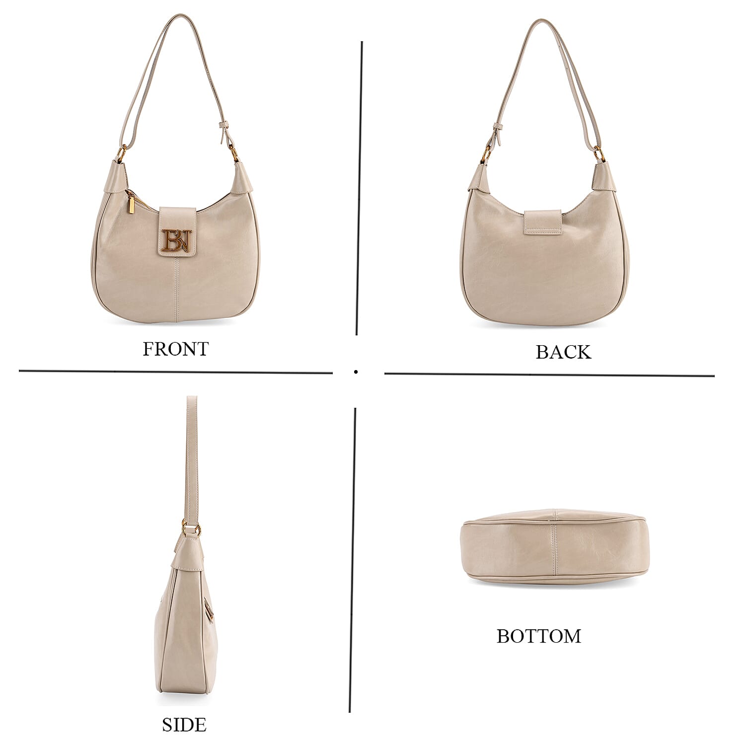 Closeout Deal - Designer Inspired -  Hobo Shoulder Bag - Cream