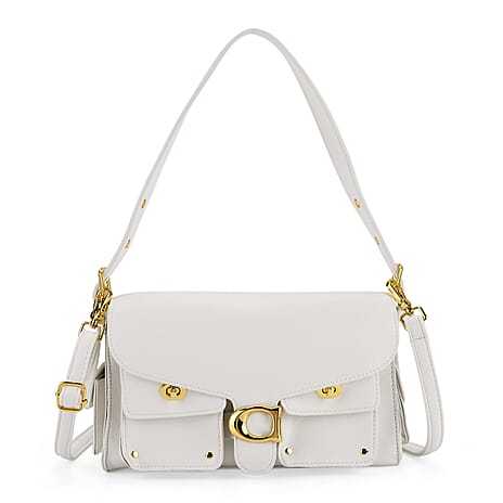 PU Patterned Shoulder Bag (Size 26x9x16 cm) - White