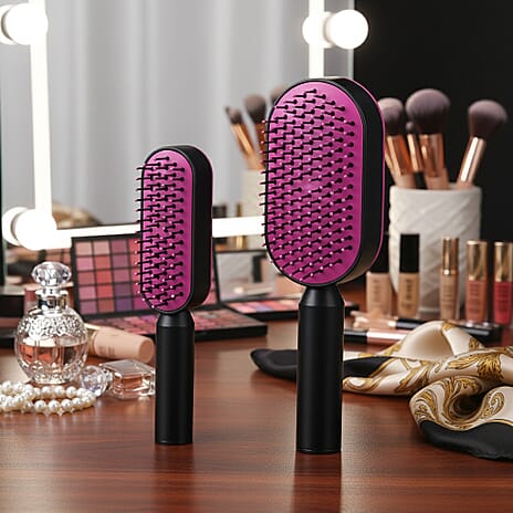 Bliss - Beyond CleanGlide Self Cleaning Hair Brush - 2 Piece Set - Black - Purple