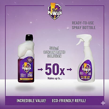 THE BEST BUNDLE PRICE EVER- Purple Power All Purpose Cleaning Kit (1 Super Concentrate 500ml - fills up to 50 bottles, 1 Refillable Trigger Spray Bottle, 1 Foam Bottle 500ml)