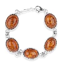 Amber Bracelet (Size - 8) Sterling Silver, Silver Wt.16 Gms  50.000  Ct.