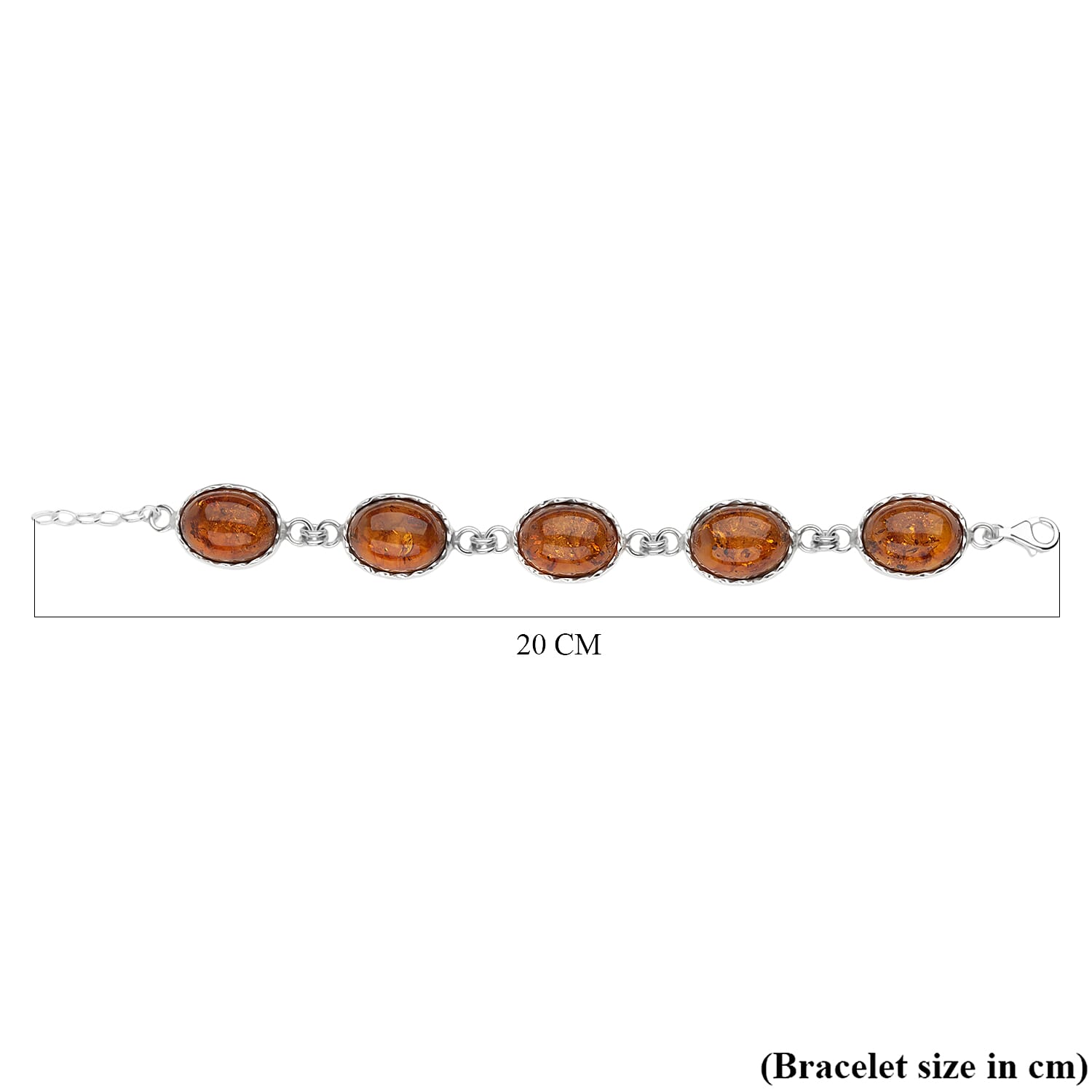 Amber Bracelet (Size - 8) Sterling Silver, Silver Wt.16 Gms  50.000  Ct.