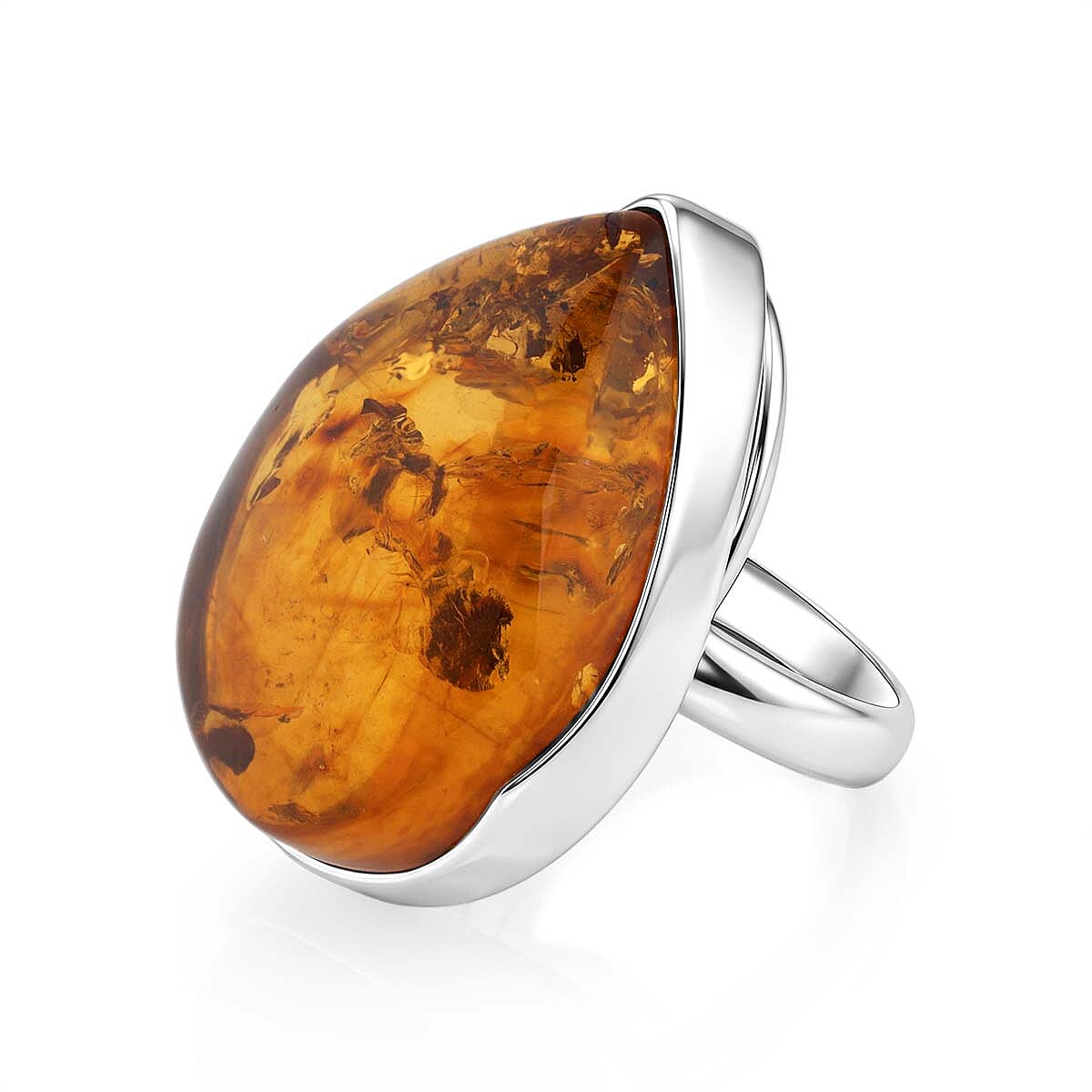 Amber Ring Sterling Silver 20.00 Ct, Silver Wt. 10.50 Gms.