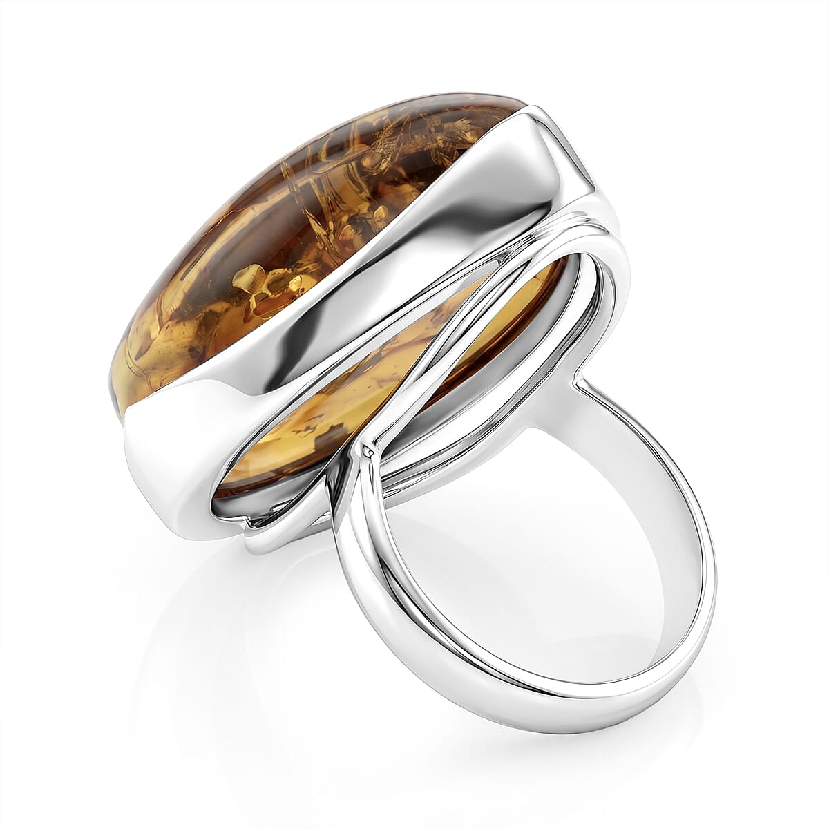 Amber Ring Sterling Silver 20.00 Ct, Silver Wt. 10.50 Gms.
