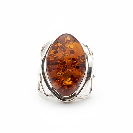 Amber Ring Sterling Silver 16.00 Ct, Silver Wt. 10.00 Gms.