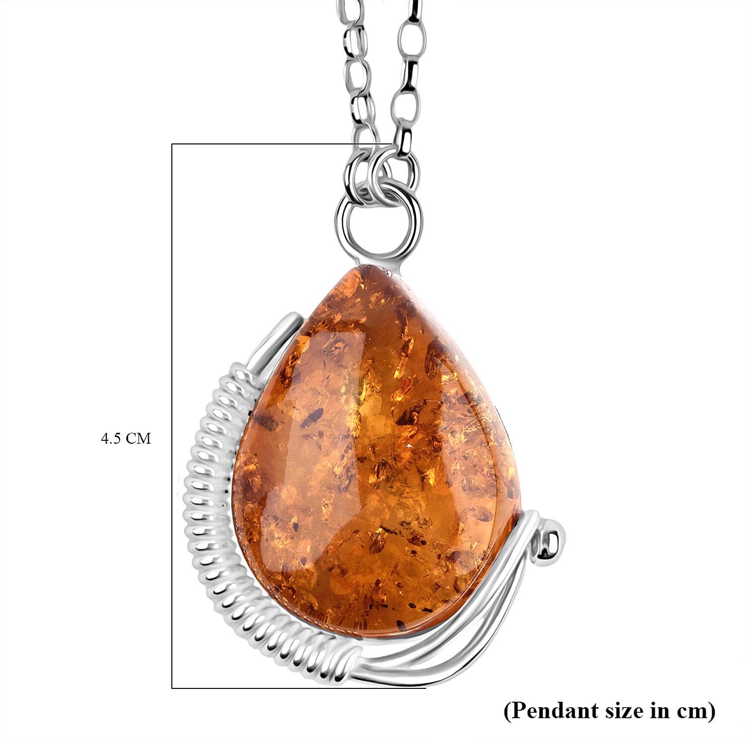 Amber Necklace (Size - 20) Sterling Silver, Silver Wt.15 Gms  20.000  Ct.