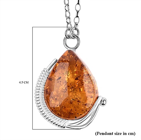 Amber Necklace (Size - 20) Sterling Silver, Silver Wt.15 Gms  20.000  Ct.