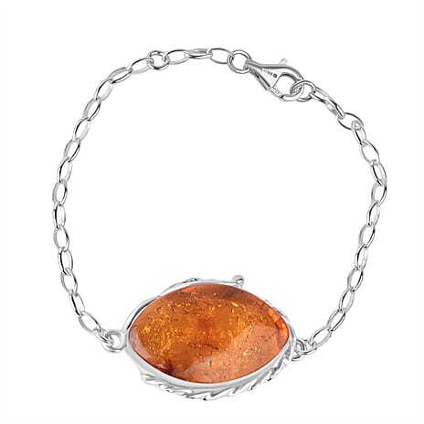 Amber Bracelet (Size - 8) Sterling Silver, Silver Wt.10 Gms  16.000  Ct.