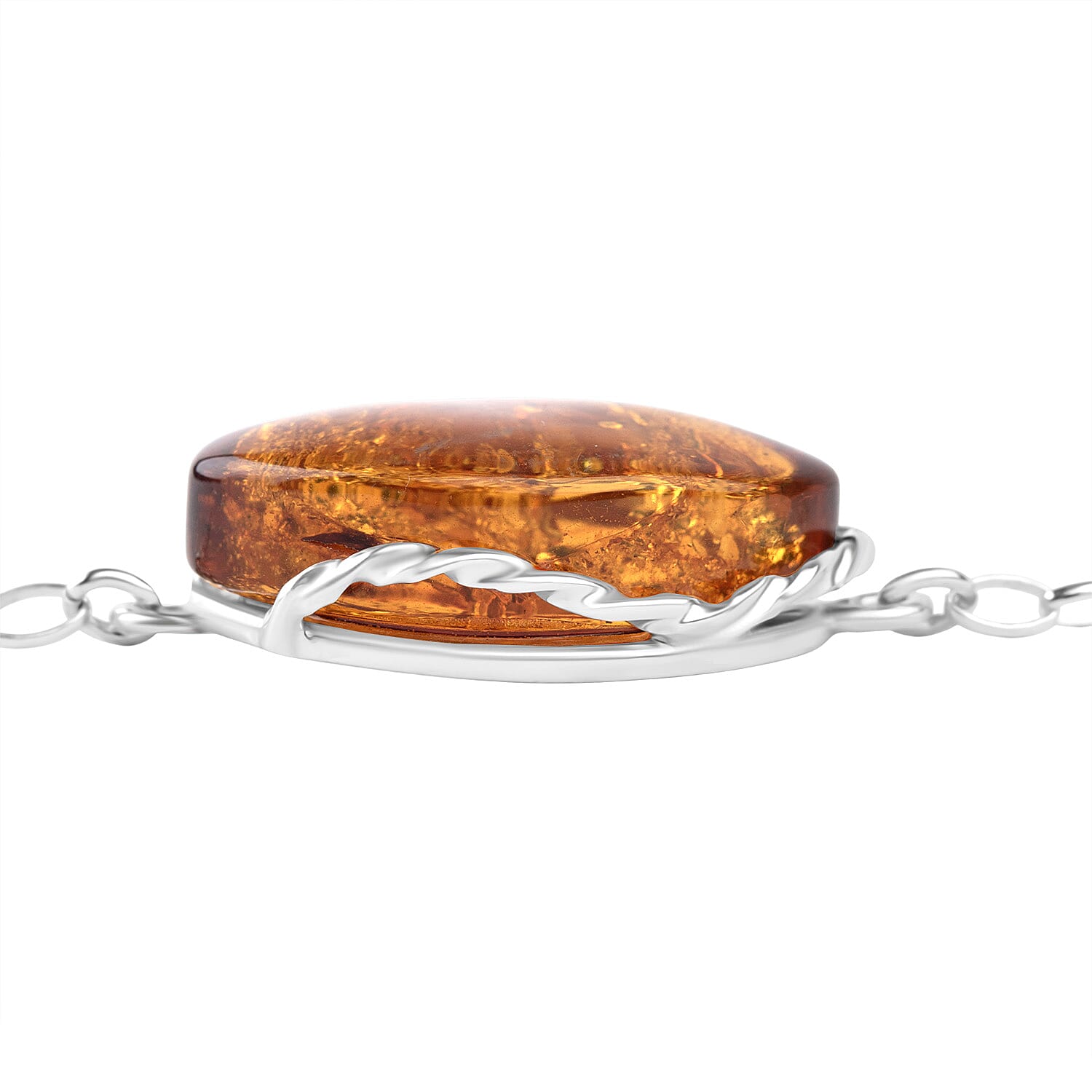 Amber Bracelet (Size - 8) Sterling Silver, Silver Wt.10 Gms  16.000  Ct.