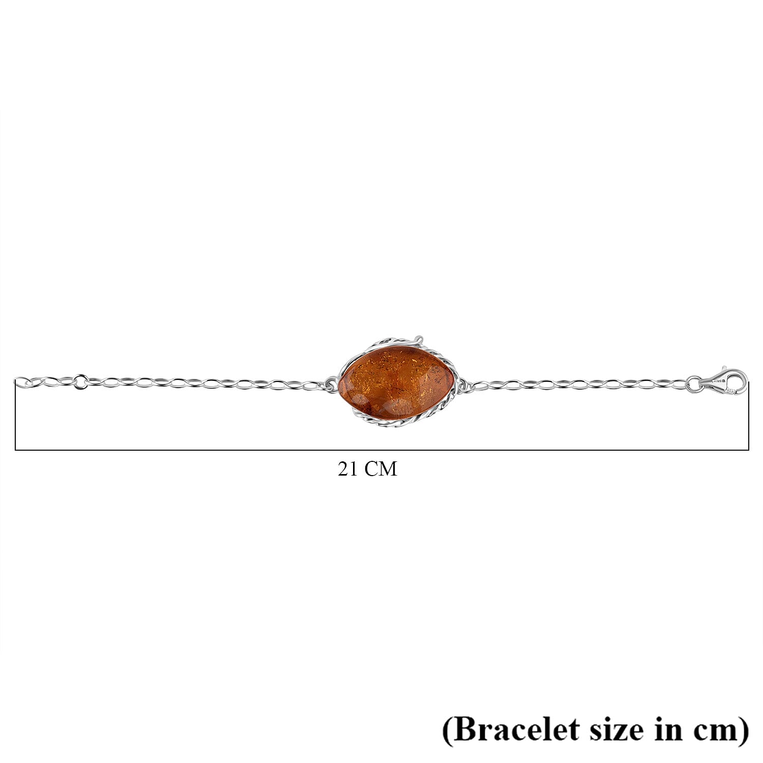 Amber Bracelet (Size - 8) Sterling Silver, Silver Wt.10 Gms  16.000  Ct.