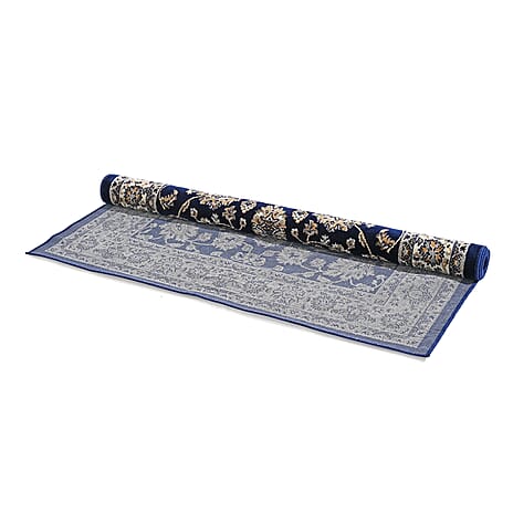 Hush Haven Traditional Ornate Pattern Pile Rug (180x120 Cm) - Blue