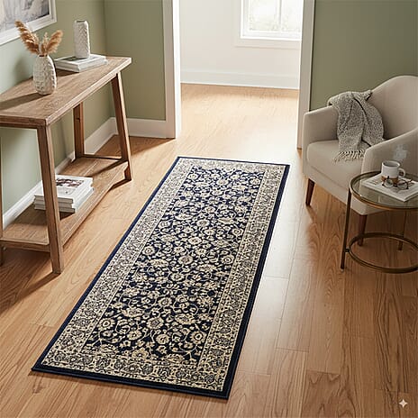 Hush Haven Traditional Pattern Pile Rug (180x60 Cm) - Blue