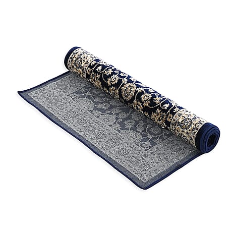 Hush Haven Traditional Pattern Pile Rug (180x60 Cm) - Blue
