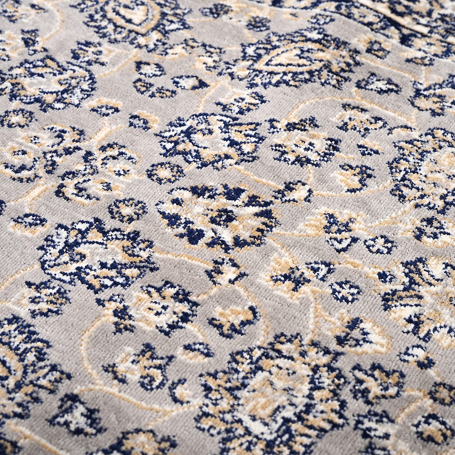 Hush Haven Patterned Rug and Door Mat (Size 66x1 cm) - Grey