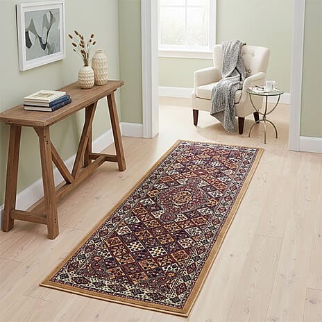 Hush Haven Traditional Pattern Pile Rug (180x60 Cm) - Red