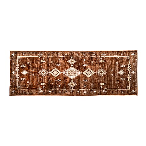 Hush Haven Traditional Pattern Pile Rug (180x60 Cm) - Golden