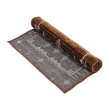 Hush Haven Traditional Pattern Pile Rug (180x60 Cm) - Golden