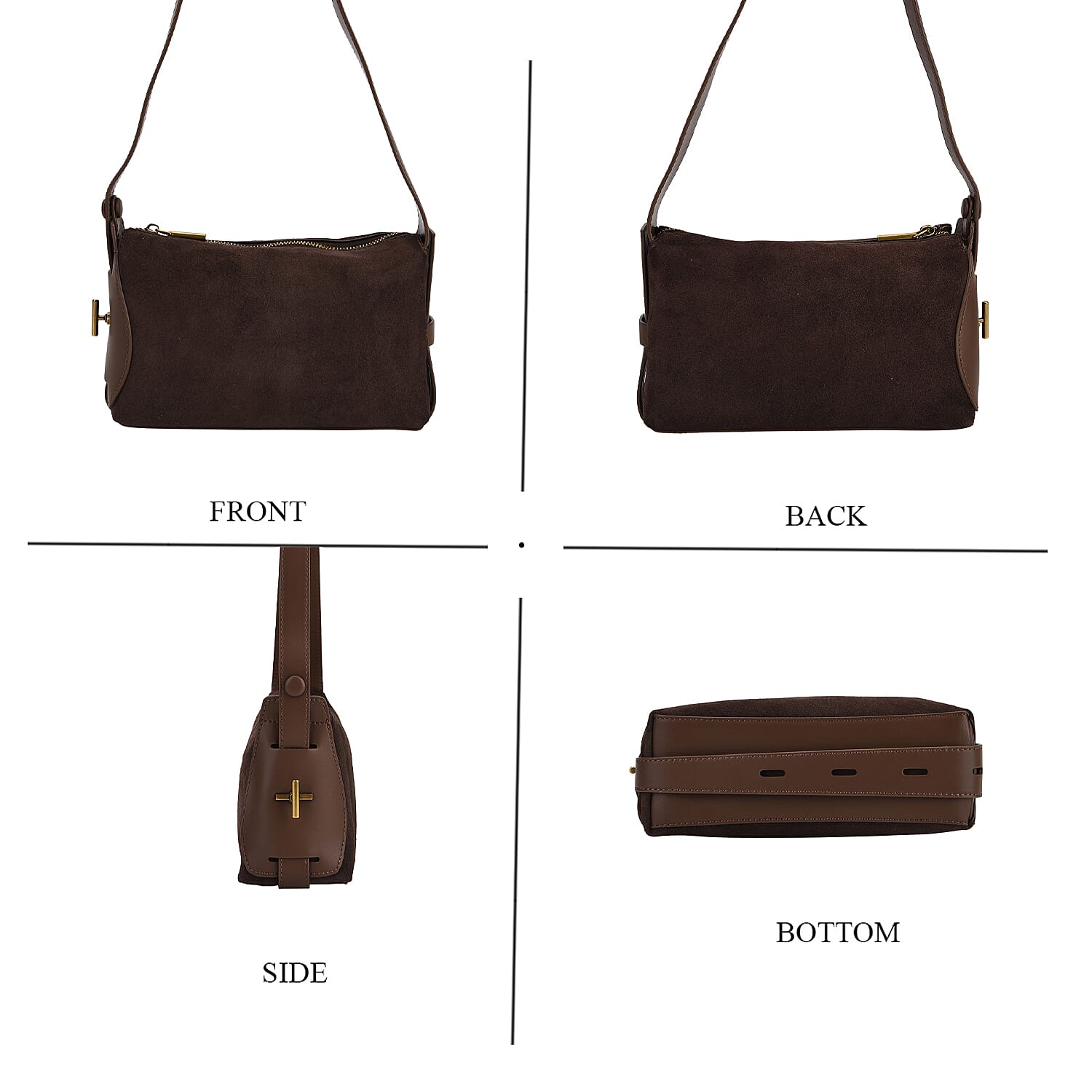 Crossbody Bag (Size - One Size) - Coffee & Black