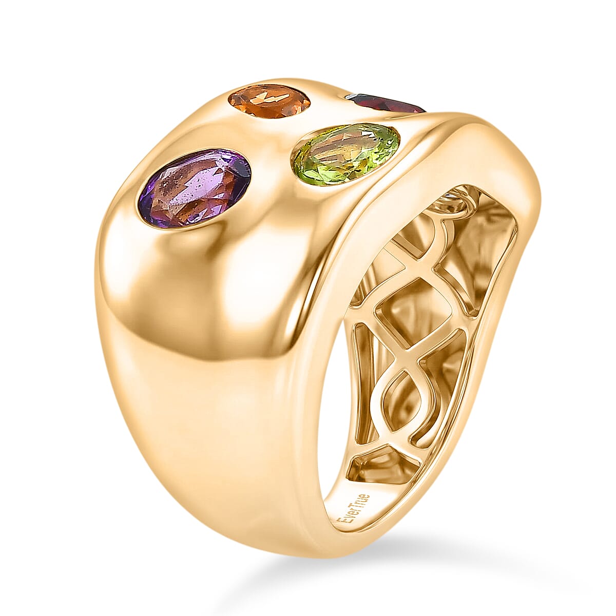 EverTrue - African Amethyst & Multi Gemstones Ring in Yellow Gold Tone 2.14 Ct.