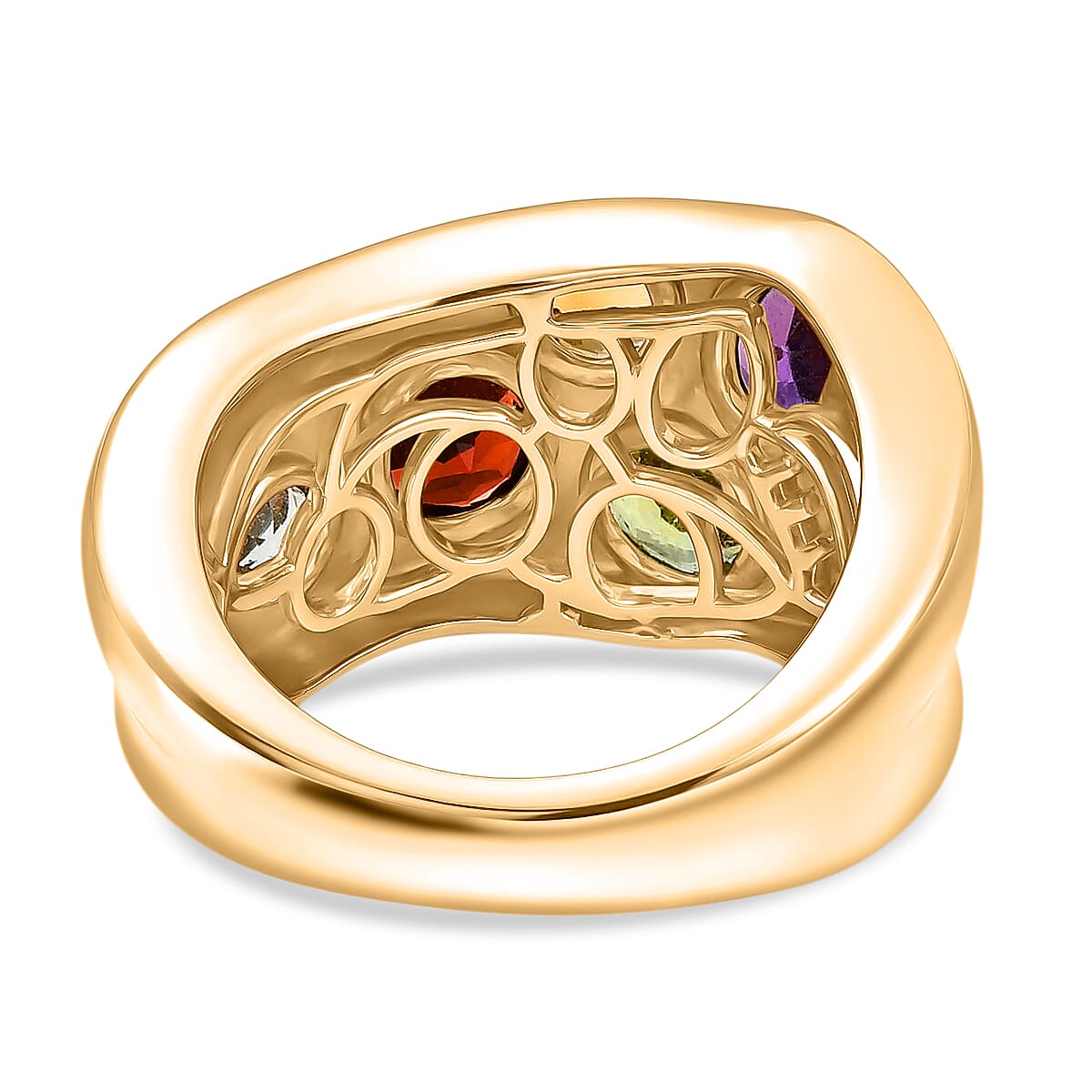 EverTrue - African Amethyst & Multi Gemstones Ring in Yellow Gold Tone 2.14 Ct.