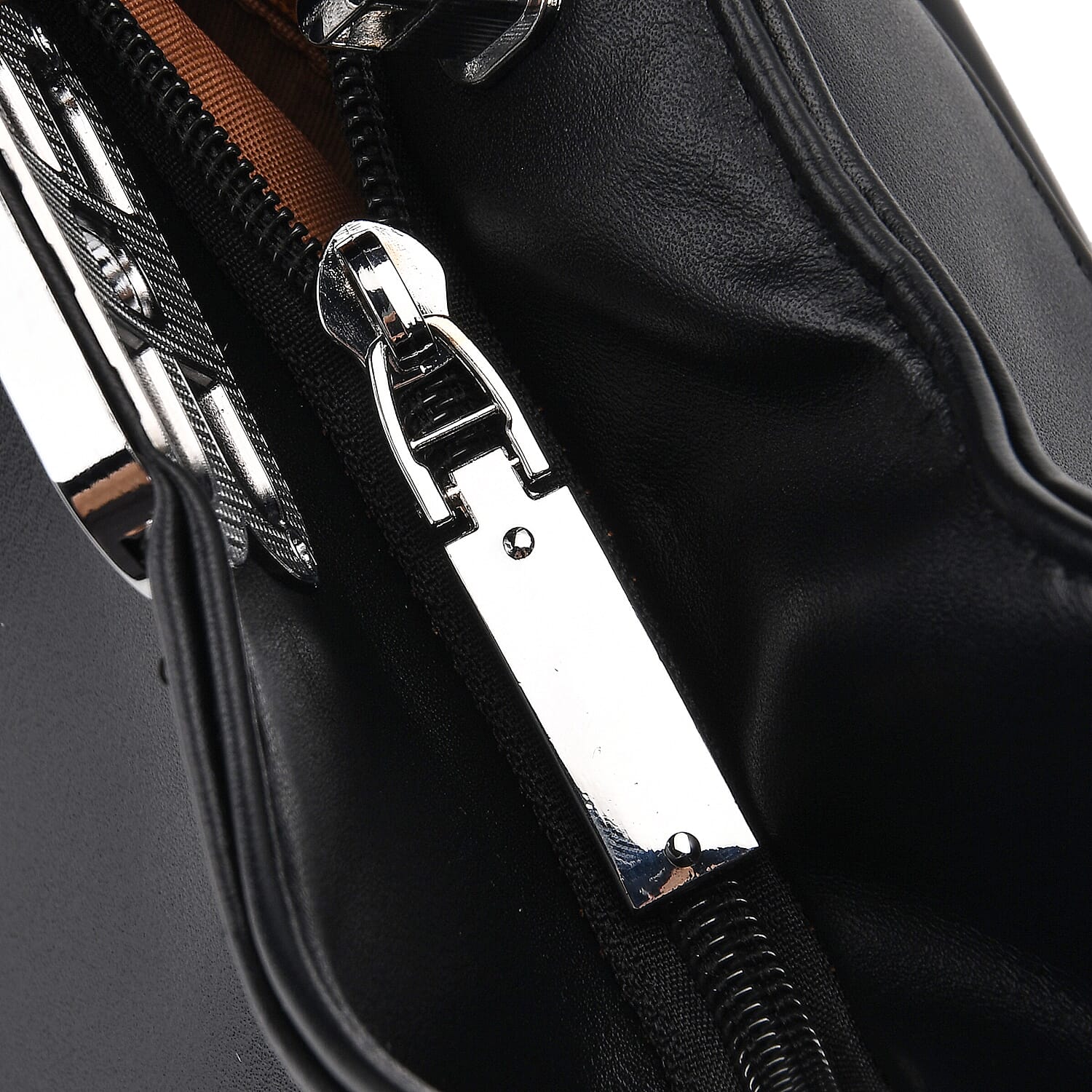 Leatherette Hobo Bag with Adjustable Shoulder Strap - Black