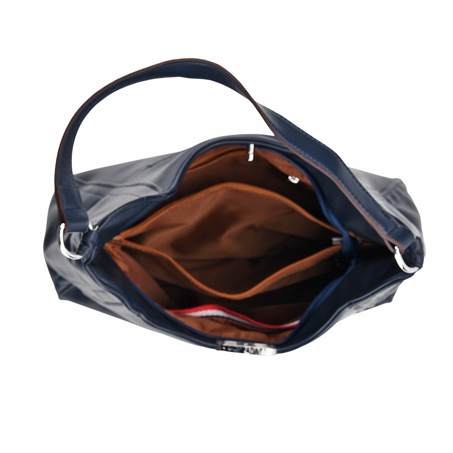 Leatherette Hobo Bag with Adjustable Shoulder Strap - Blue