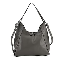 Leatherette Hobo Bag with Adjustable Shoulder Strap - Blue