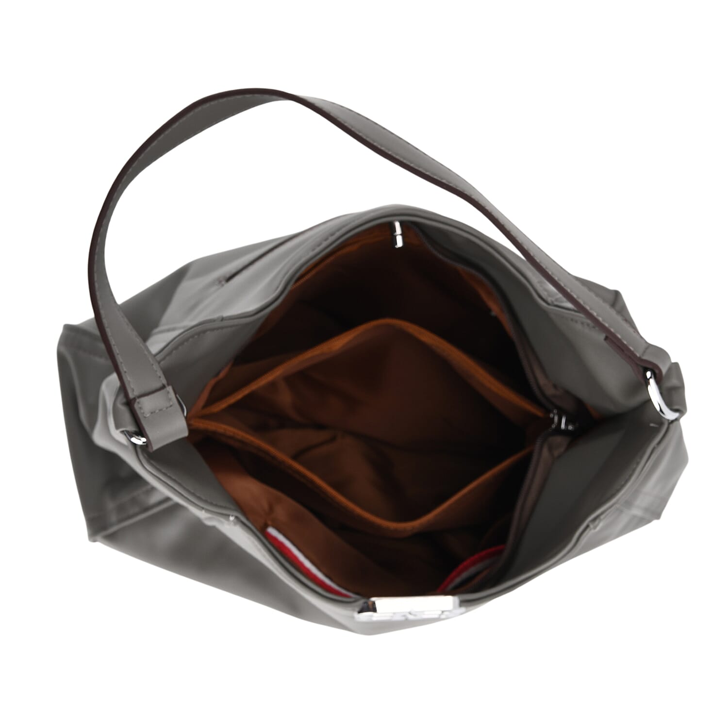 Leatherette Hobo Bag with Adjustable Shoulder Strap - Grey