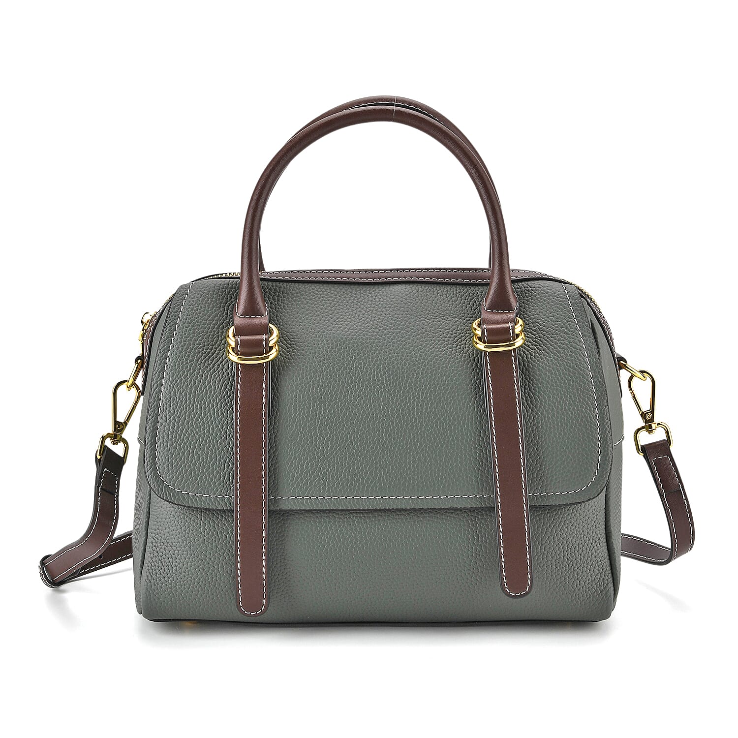 100% Geniune Leather Floral Embossed Tote Bag - Green