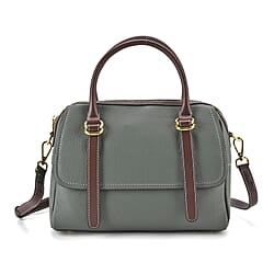 100% Geniune Leather Floral Embossed Tote Bag - Green