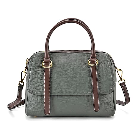 100% Geniune Leather Floral Embossed Tote Bag - Green