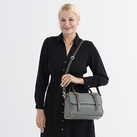 100% Geniune Leather Floral Embossed Tote Bag - Green