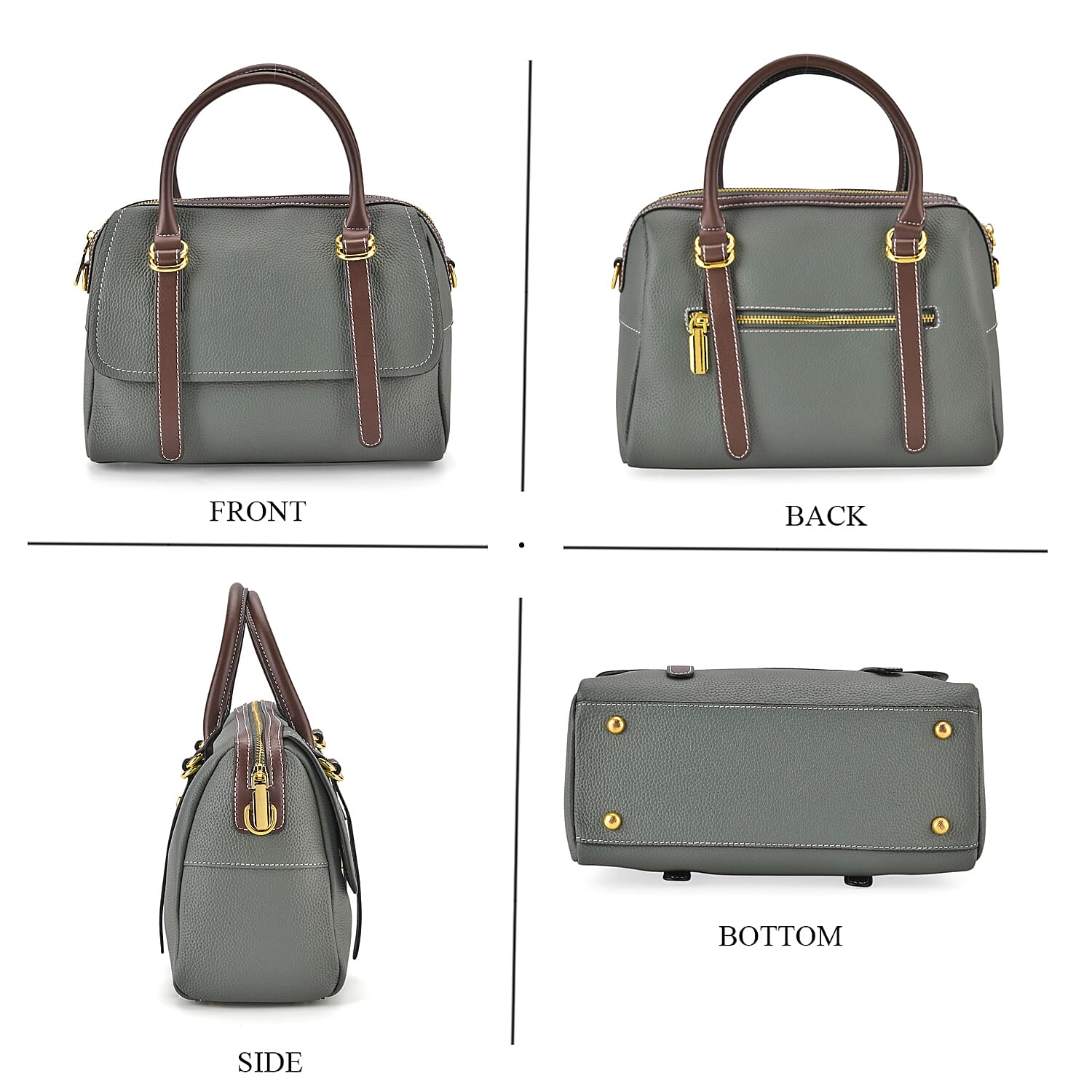 100% Geniune Leather Floral Embossed Tote Bag - Green