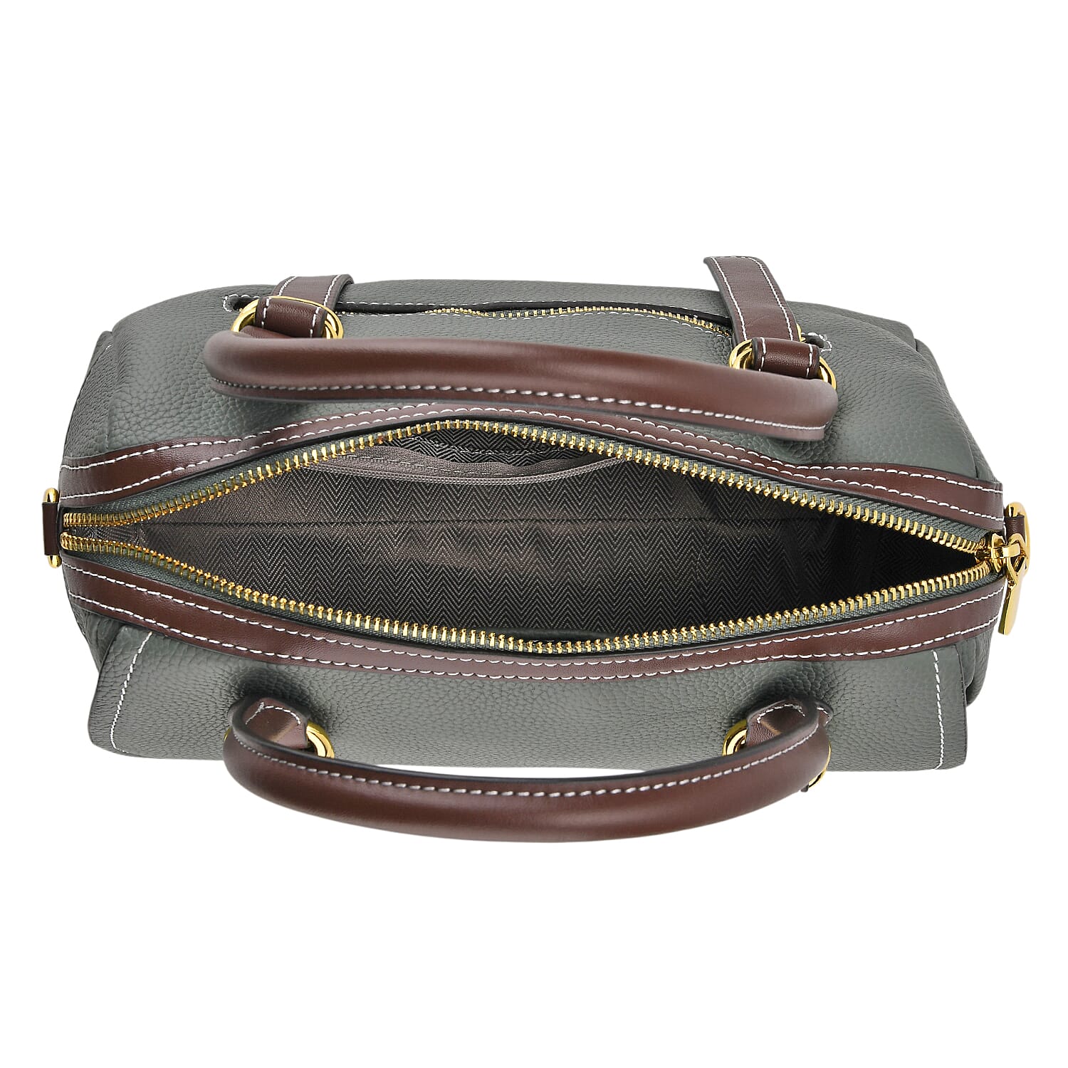 100% Geniune Leather Floral Embossed Tote Bag - Green