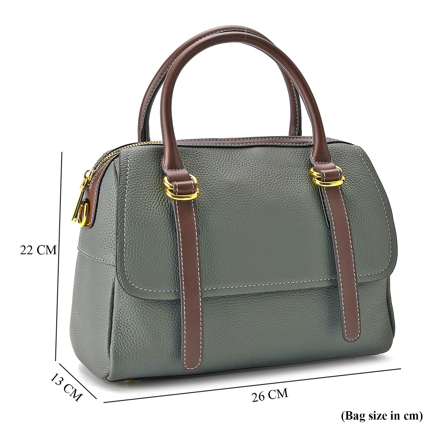 100% Geniune Leather Floral Embossed Tote Bag - Green