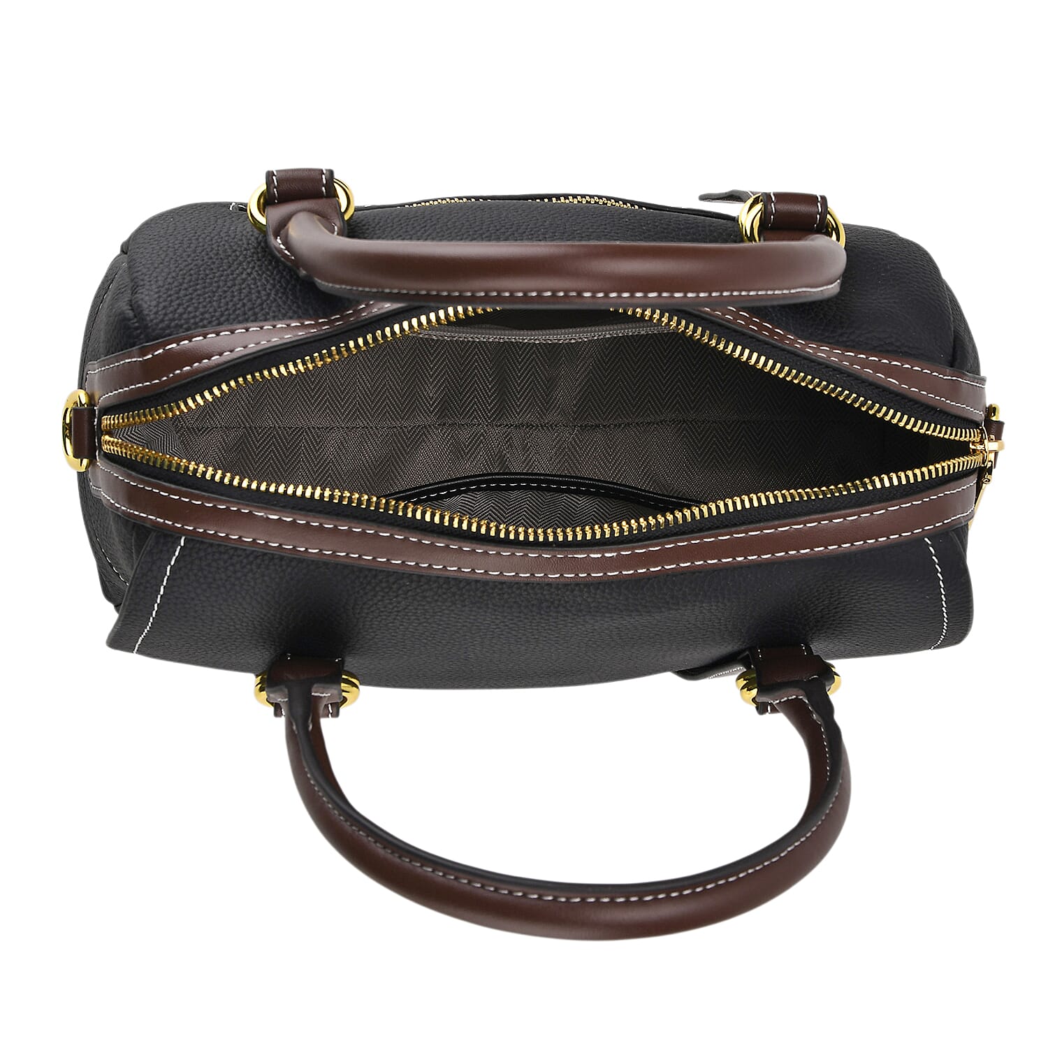 100% Geniune Leather Floral Embossed Tote Bag - Black