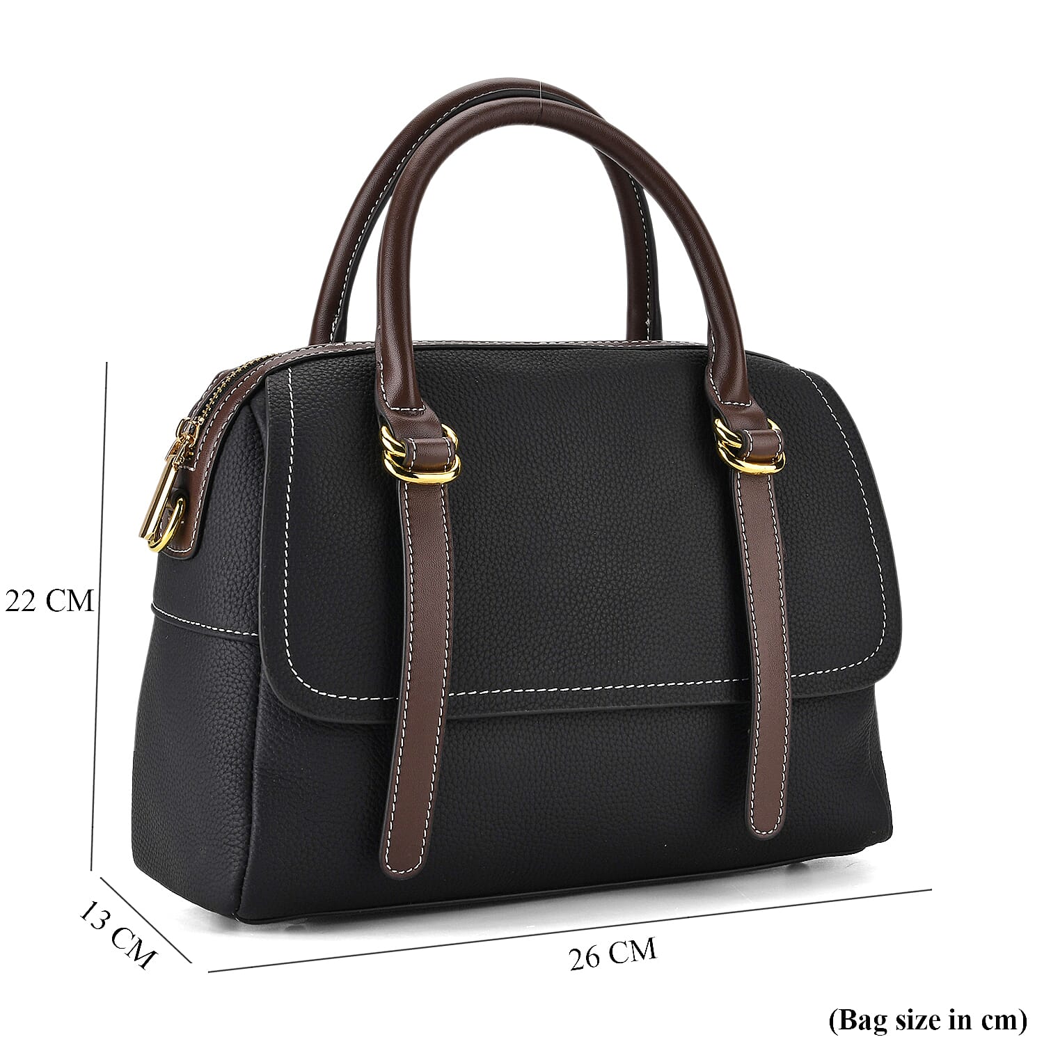 100% Geniune Leather Floral Embossed Tote Bag - Black