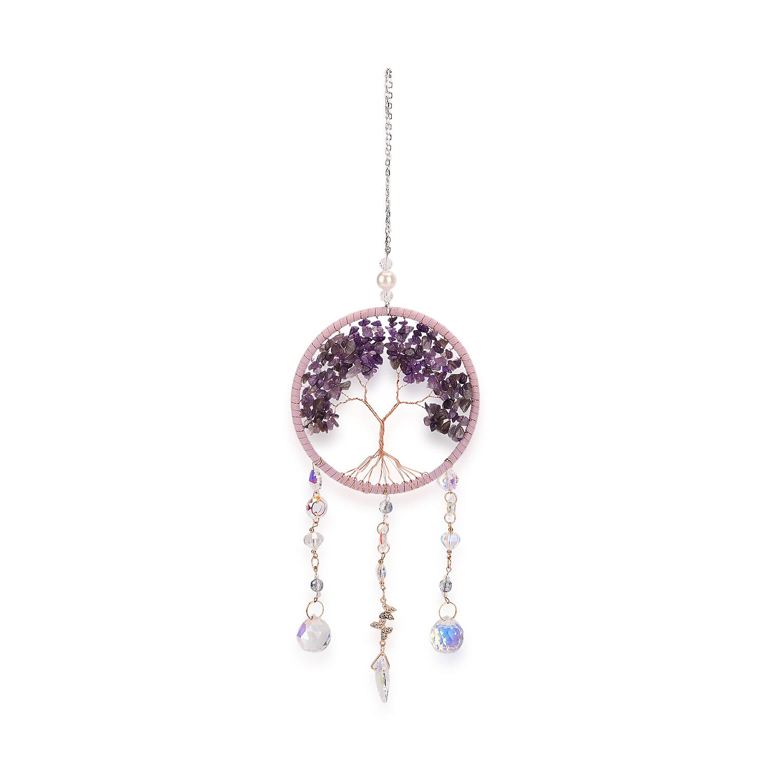 LIVMORE Amethyst Tree of Life Wall Hanging Ornament (38 cm) - Purple
