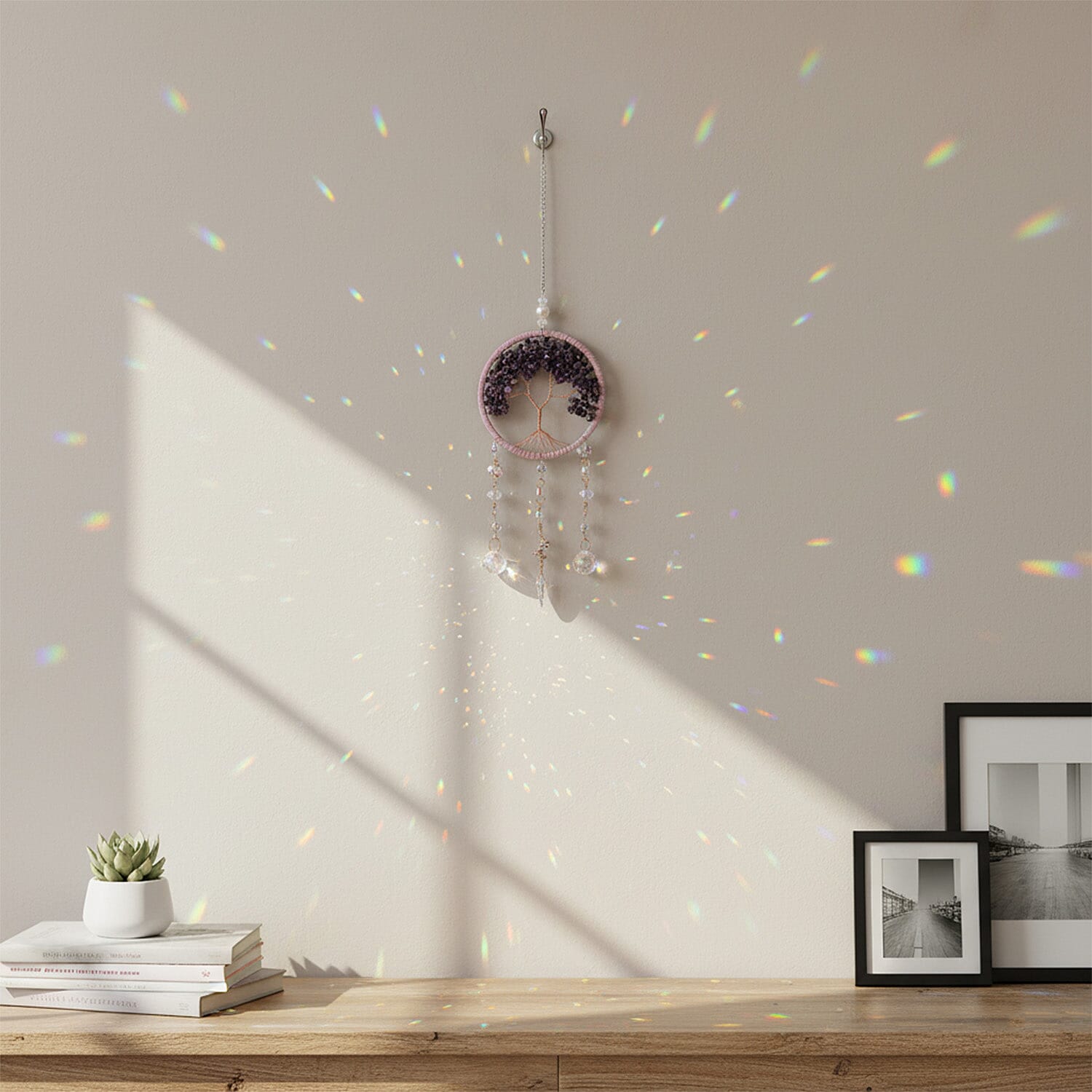 LIVMORE Amethyst Tree of Life Wall Hanging Ornament (38 cm) - Purple