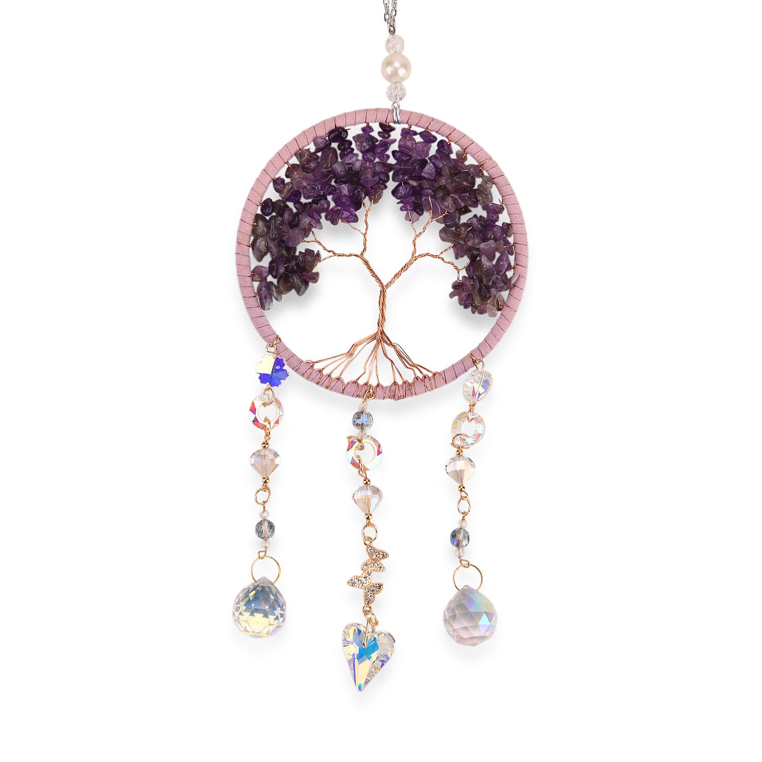 LIVMORE Amethyst Tree of Life Wall Hanging Ornament (38 cm) - Purple